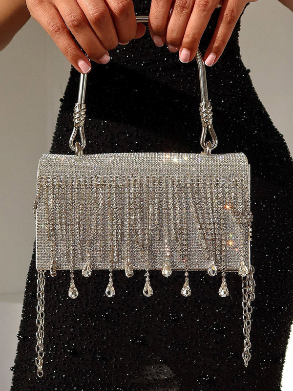 Rhinestone Fringe Clutch