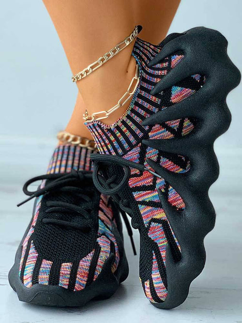 Lace-up Knit Breathable Sneakers