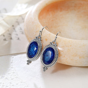 Retro Blue Crystal Earrings