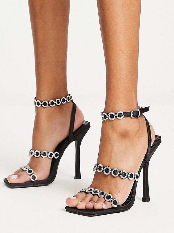 Diamante Square Toe Heels