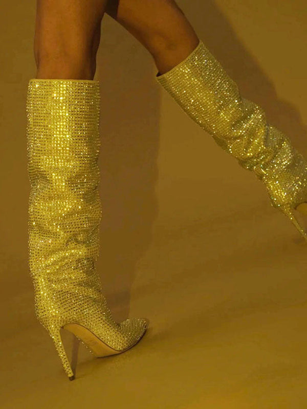 Crystal-Embellished Suede Boots