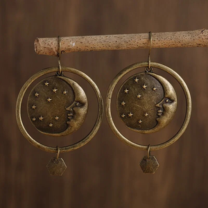 Vintage Golden Moon Night Earrings