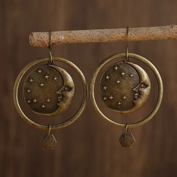 Vintage Golden Moon Night Earrings