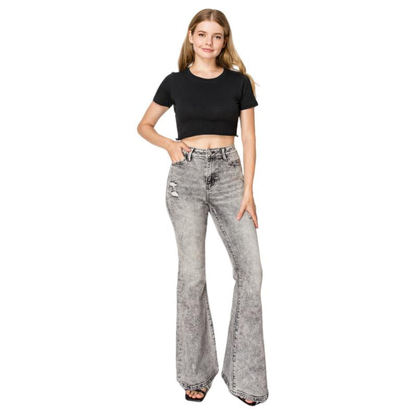 Mid Rise Wide Leg Baggy Flare Jeans OSF1133