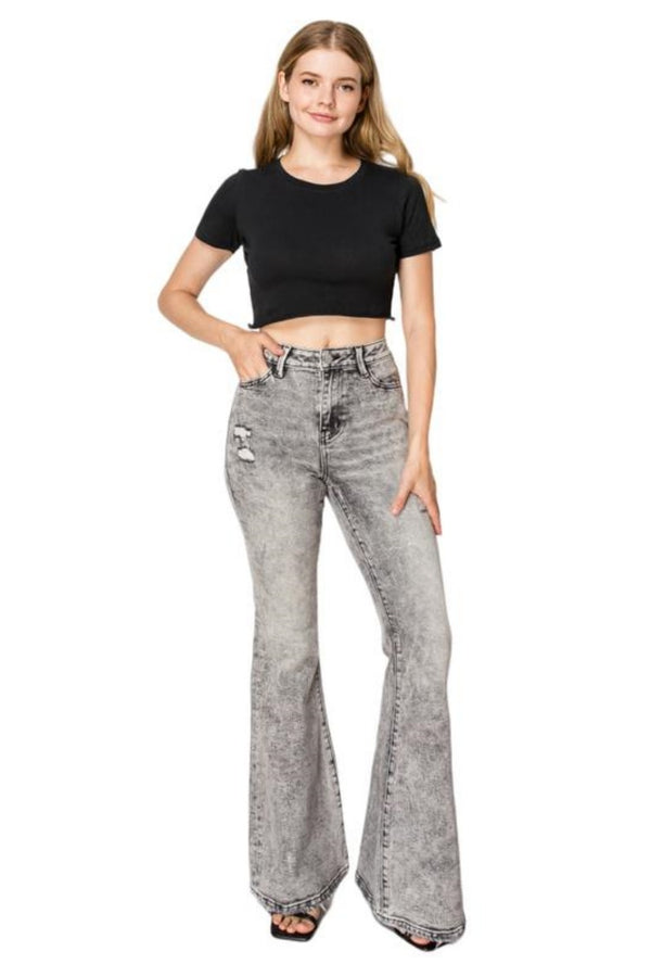 Mid Rise Wide Leg Baggy Flare Jeans