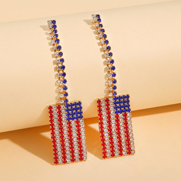 Tassel Flag Full Diamond Earrings