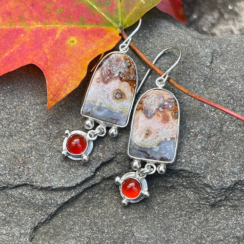 Geometric Hanging Ruby Earrings