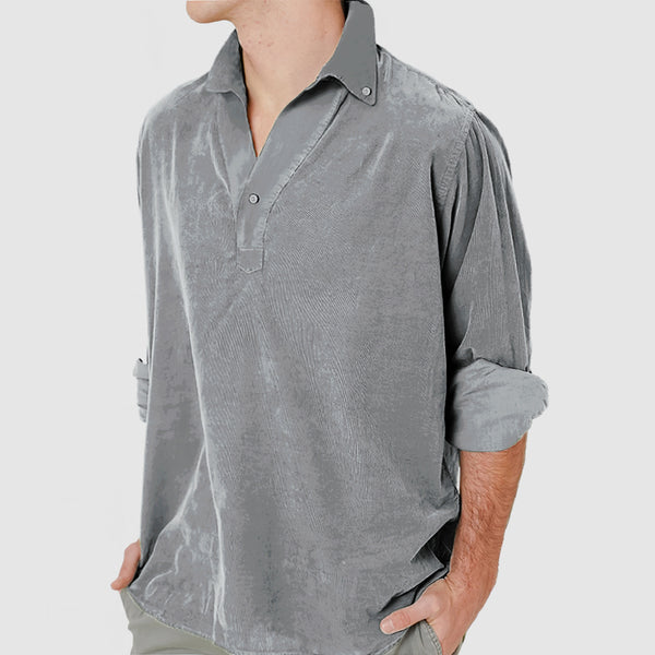 Gentleman's V-Neck Cotton Long Sleeve Polo Shirt