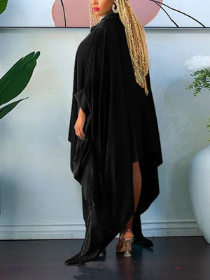 Batwing Sleeve Asymmetrical Shirt Dress