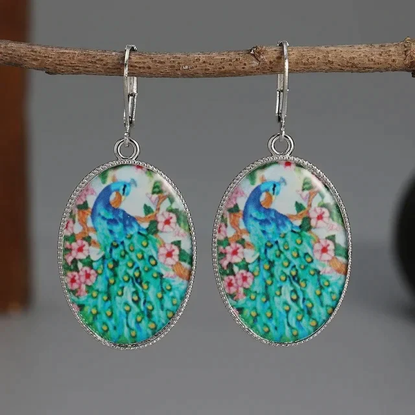 Vintage Blue Peacock Earrings