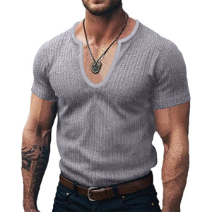 2024 Summer new u neck men's casual t-shirt