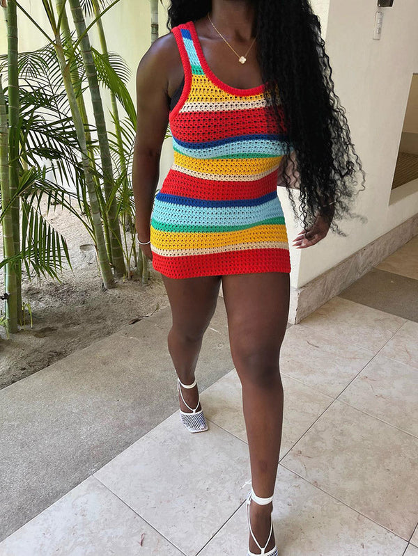 Rainbow Crochet Dress