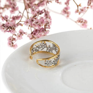 18K Gold Irregular Hollow Daisy Ring