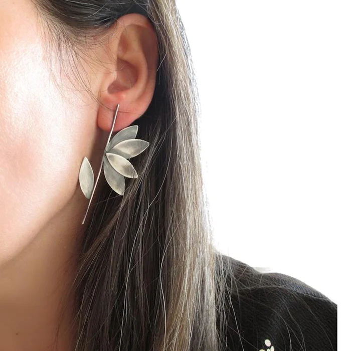 Vintage Silver Leaf Earrings