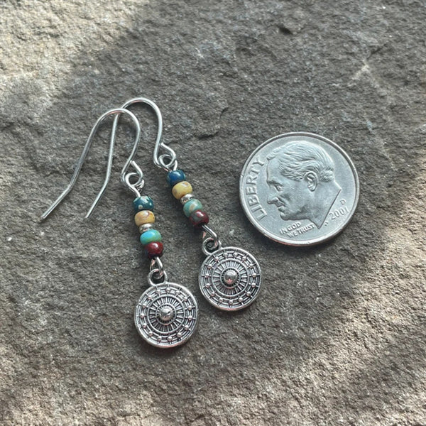 Round Beaded Pendant Earrings