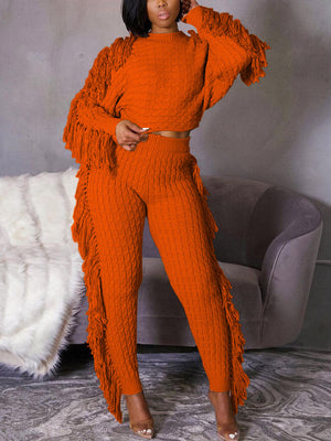 Knitted Tassel Outfit Set