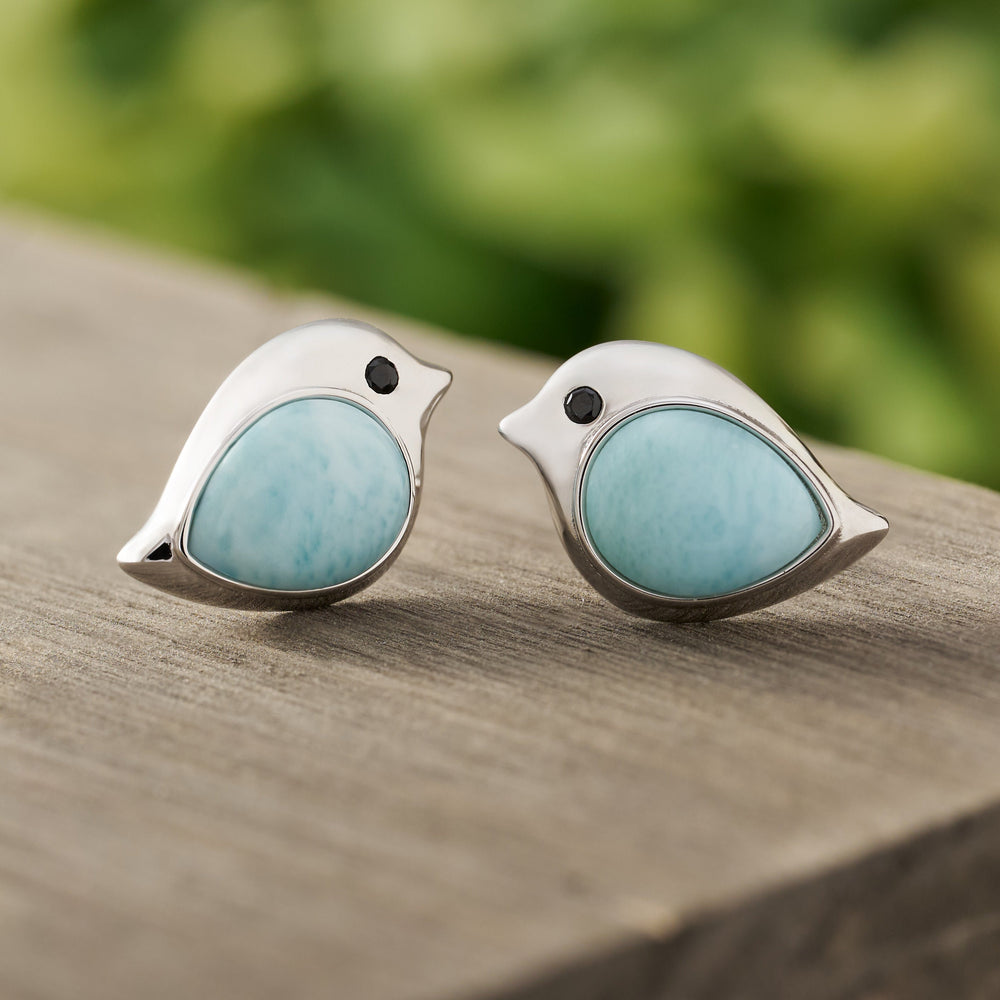 Vintage Larimar Birdie Studs