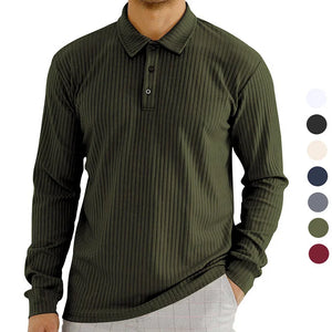 Men's Spring Knit Lapel Polo Neck Long Sleeve Shirts