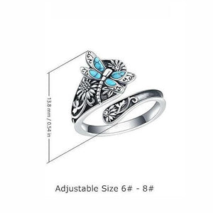 【Bohemian】Turquoise Wrap Ring, Dragonfly and Sunflower Pattern, Simple and Cute, Handmade, Perfect for Gifting, Mother's Day Special Recommendation