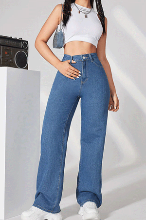 Women's Basic High Waisted Wide Leg Jeans