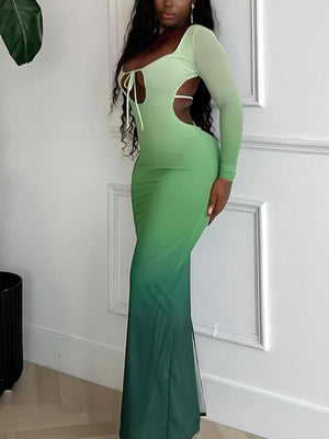 Ombre Backless Maxi Dress