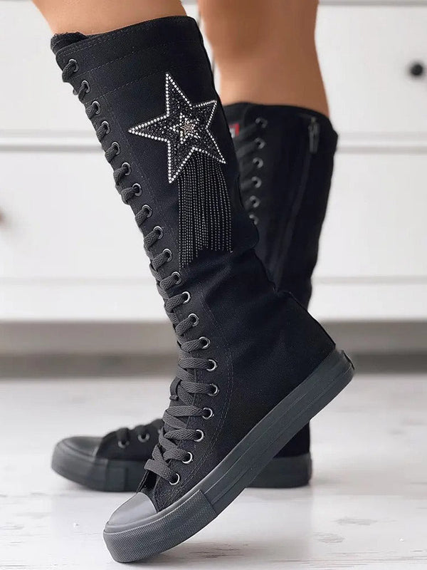 Lace-up Canvas Boots