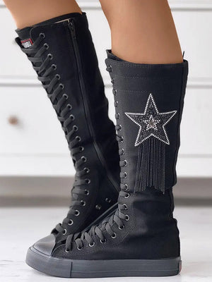 Lace-up Canvas Boots