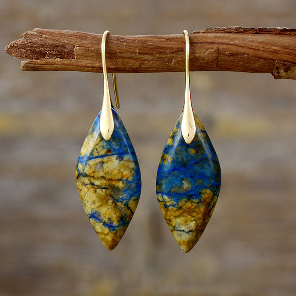 Emperor Stone Leaf Pendant Earrings