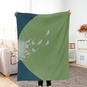 Abstract Creative Dandelion And Cat Painting Art Blanket