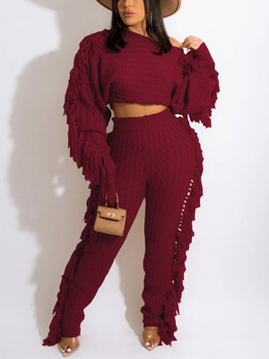 Knitted Tassel Outfit Set