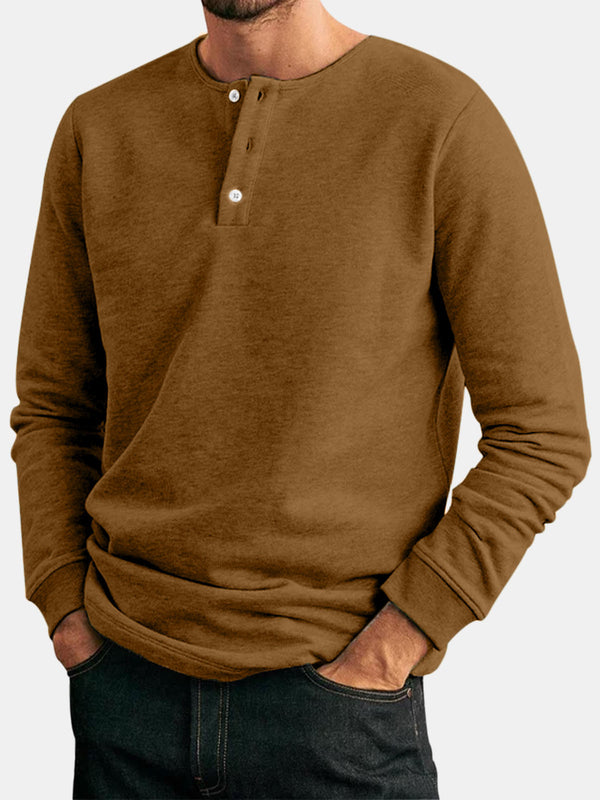 Men's Casual Button-down Long Sleeve Pullover