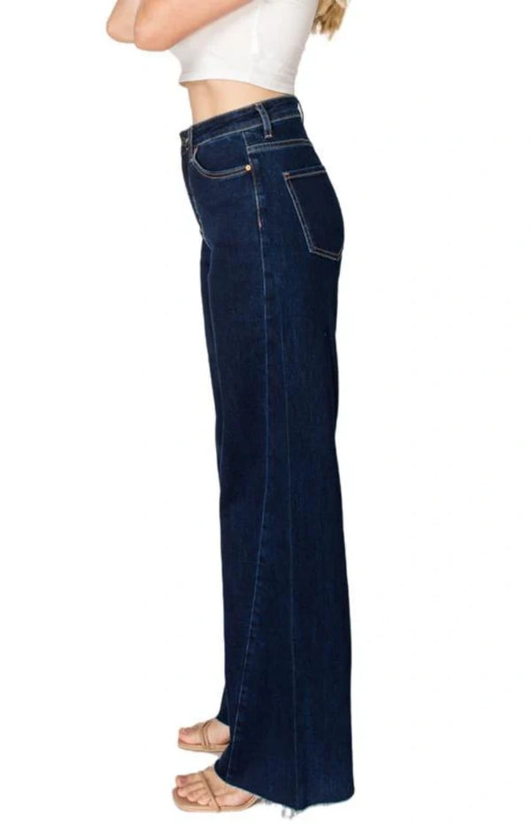 High Rise Wide Leg Jeans Deep Wash Plus Size