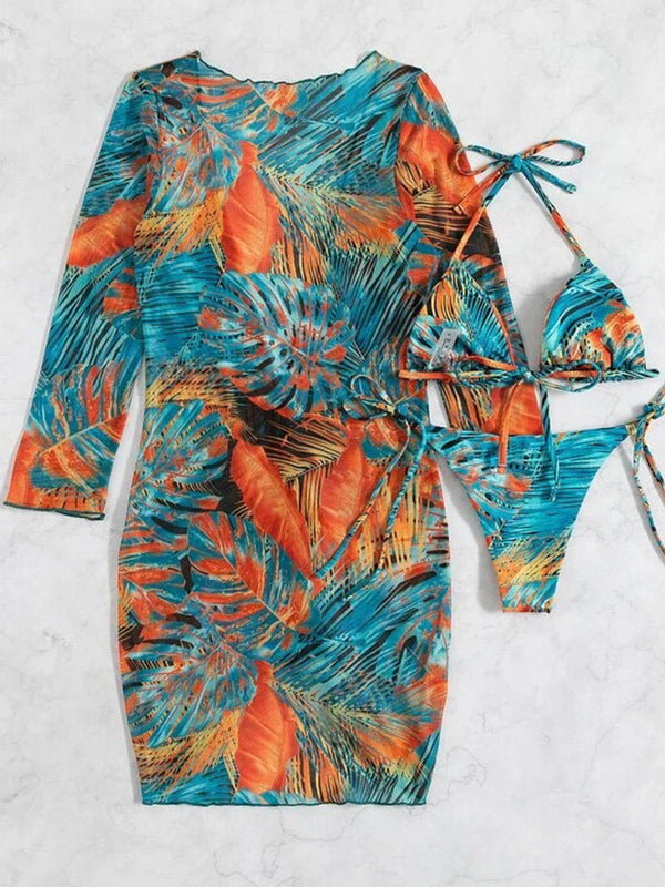 3pc Halter Bikini & Cover Up