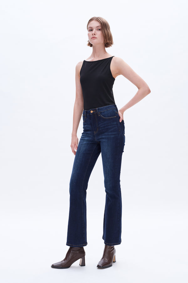 Women High Rise  Stretch Flare Plus Size Jeans  BYF1125