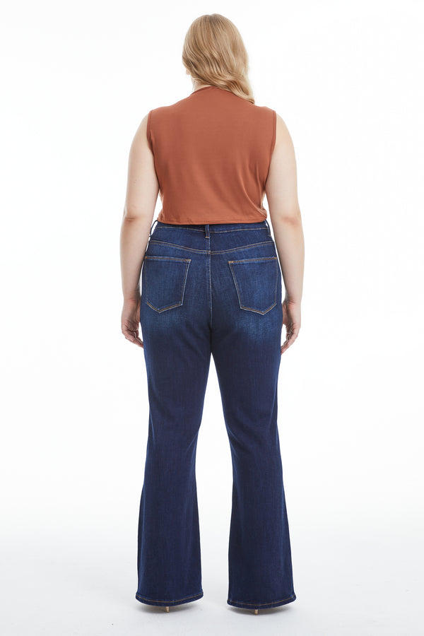 Women High Rise  Stretch Flare Plus Size Jeans  BYF1125