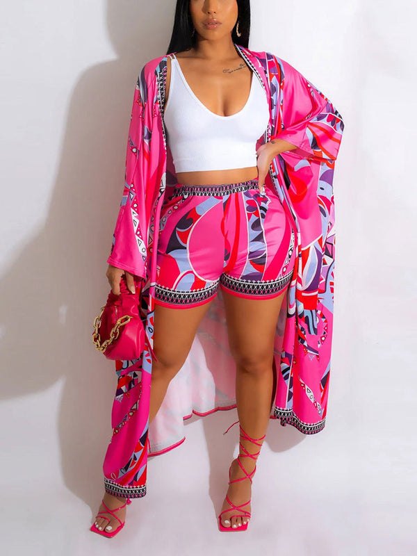 Printed Cover-up Shorts 2PC Set