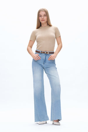 BlueMoment High Waisted Light Blue Wide Leg Jeans