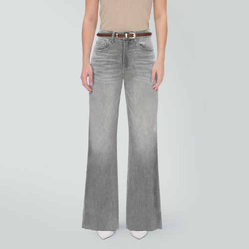 ONESO High Waist Stretchy Wide Leg BBL Jeans for Women Basic Straight Denim Pants Raw Hem Underwear Trouser