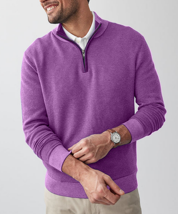 Gentleman's Twill Stretch Half-Zip Sweater