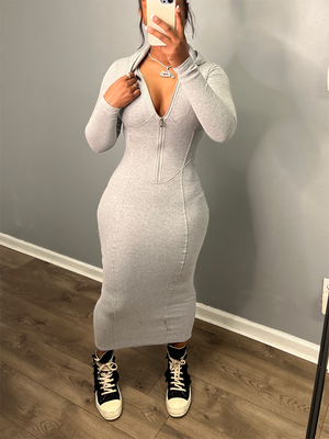 Hoodie Zip Bodycon Dress