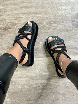 Braided Criss Cross Flats Sandals