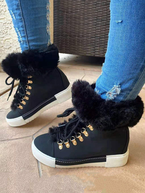 Warm Plush PU Leather Boots