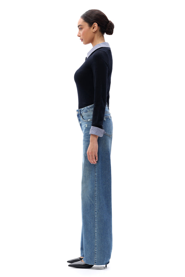 ONESO Women Retro Mid Rise Wide Leg Jeans