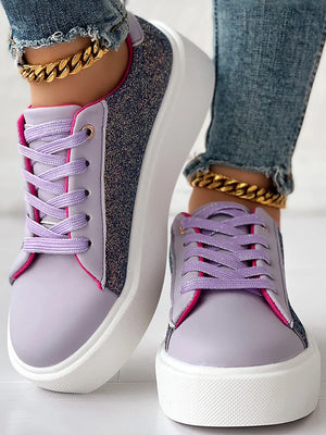 Glitter Lace-up Platform Sneakers