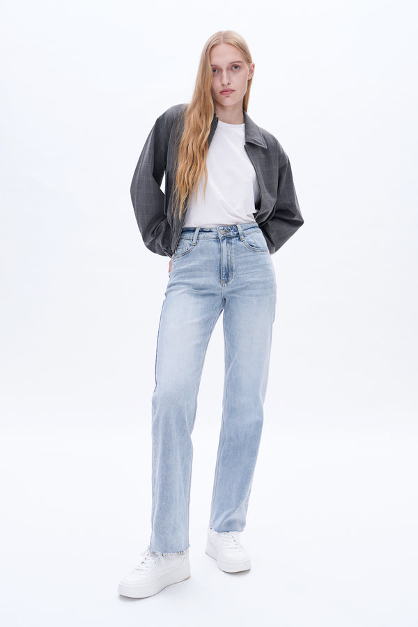 Women High Rise Stretch Wide Leg Jeans BYW8066