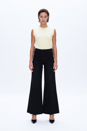 Utility Patch Pocket High Rise Wide Leg Jeans