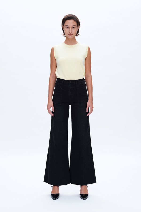 Utility Patch Pocket High Rise Wide Leg Jeans