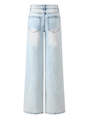 SHAPUM Women's Vintage Mid Low Rise Relax Wide Leg Jeans Stretch Basic Comfortable Denim Pants