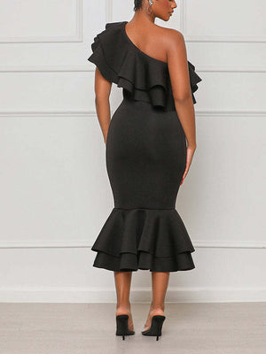 Ruffle One Shoulder Dress