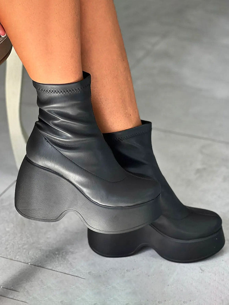 Wedge Heel Platform Boots